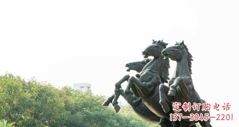 青铜三匹马铜雕马群