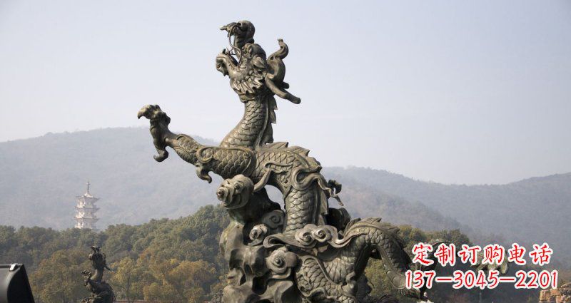 青铜神龙出水铜雕