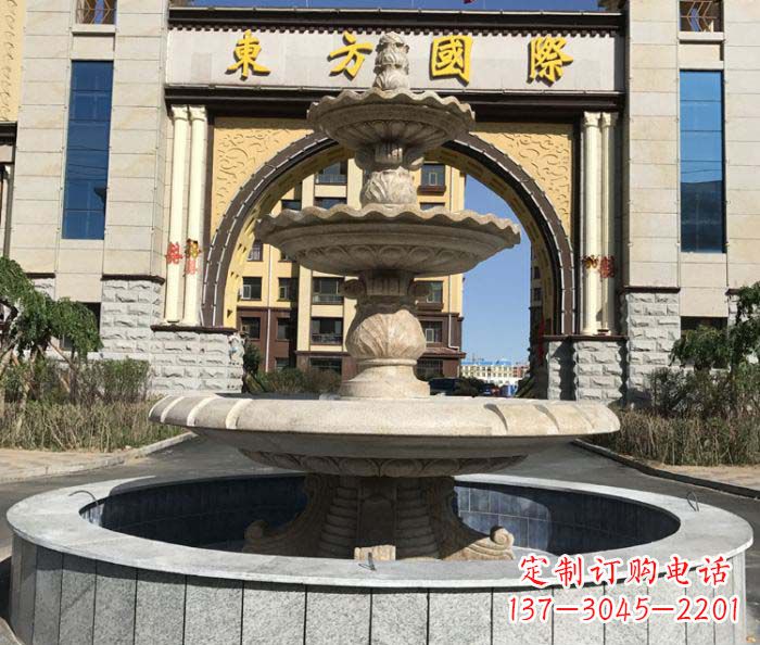 三层欧式喷泉小区石雕