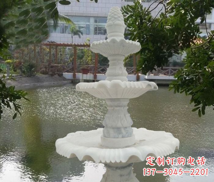 三层喷泉汉白玉公园石雕