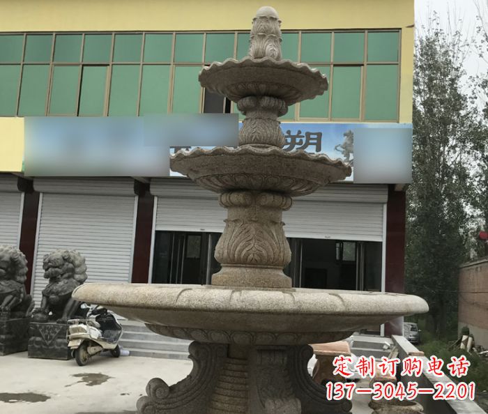 三层砂岩喷泉别墅欧式石雕