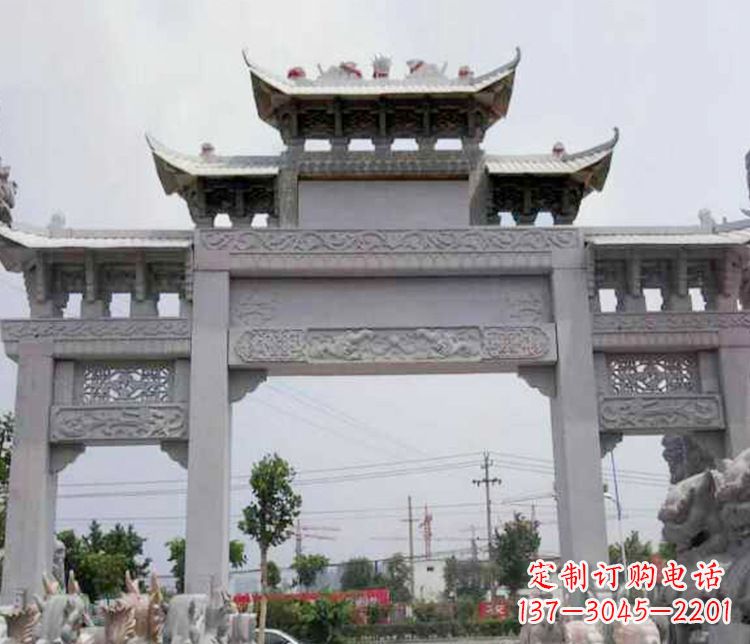 三门大理石牌坊石雕 (3)