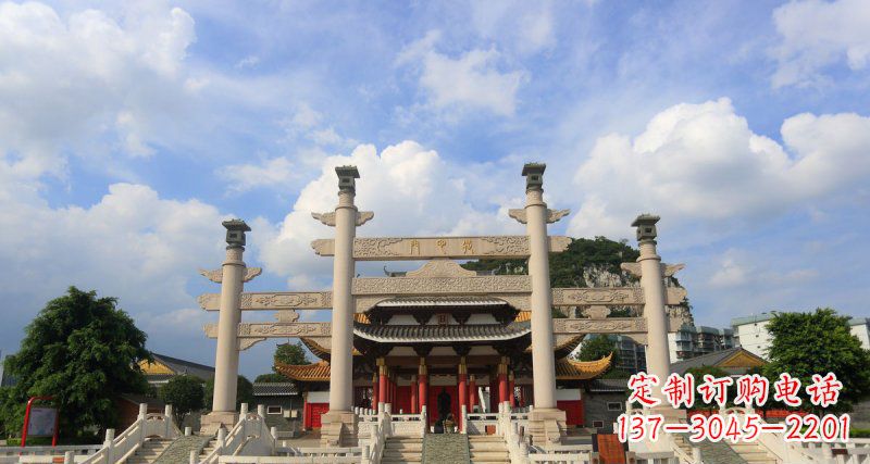 三门牌坊简易石牌坊雕塑