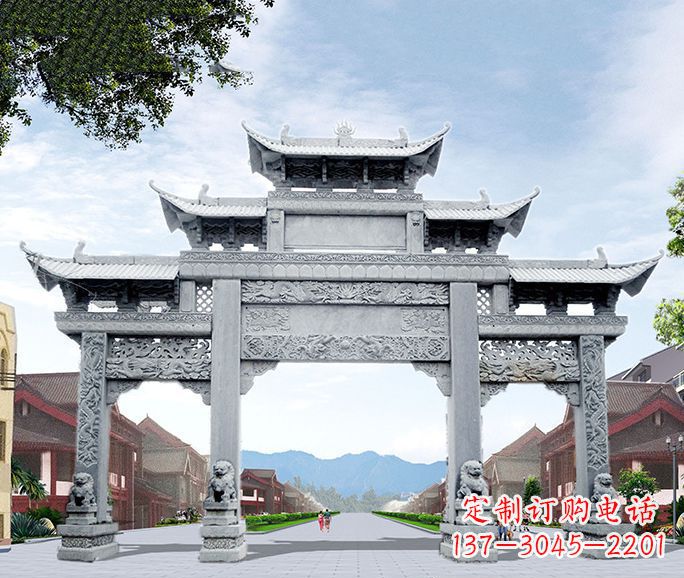 三门雕塑 - 三门/五楼/道路/牌坊/石雕 三门雕塑 - 三门/五楼/道路/牌坊/石雕