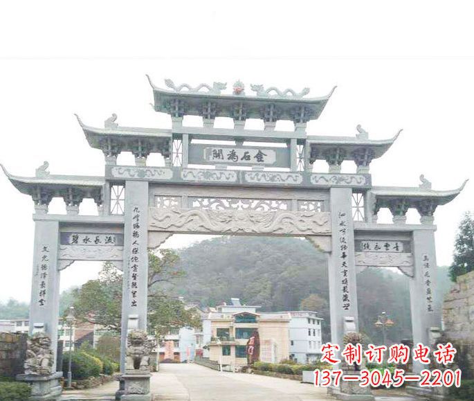 三门五楼石牌坊石雕