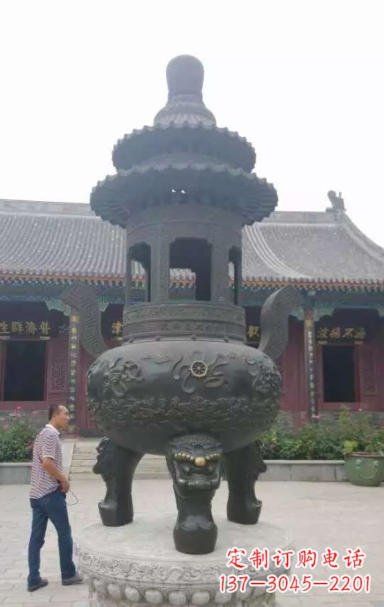 三足香炉铜雕 (3)