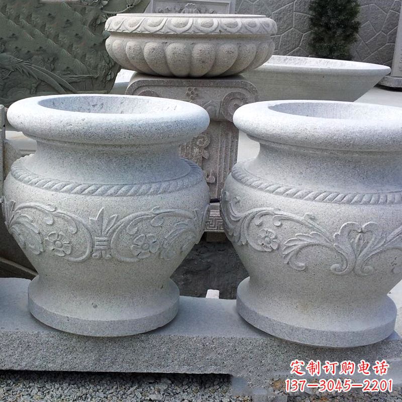砂岩刻画花盆石雕