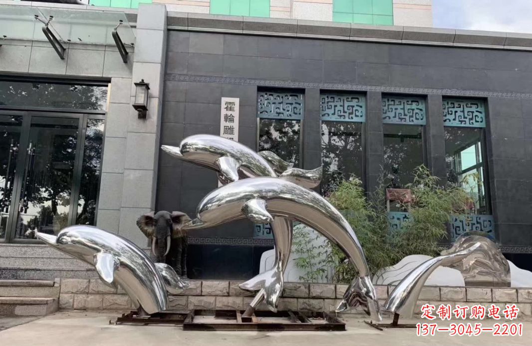 高端定制不锈钢海豚雕塑 高端定制不锈钢海豚雕塑