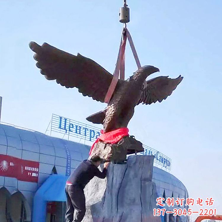 商场企业大型老鹰铜雕景观
