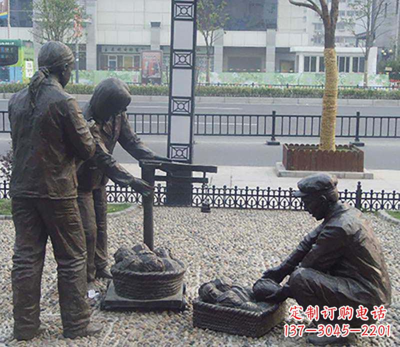 商业街卖东西人物铜雕