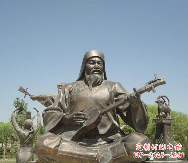 少数民族公园人物铜雕