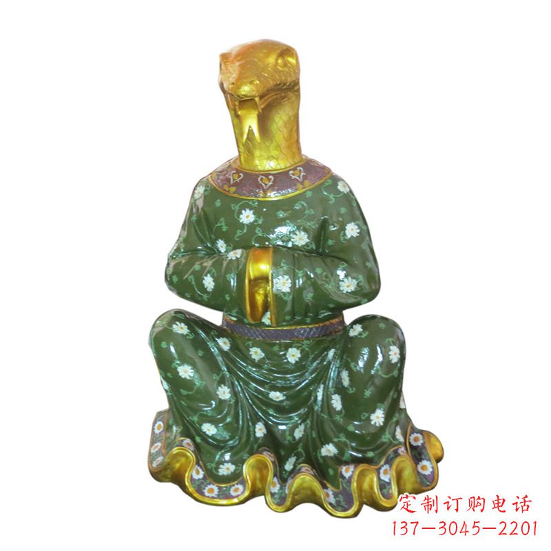 蛇-玻璃钢彩绘生肖雕塑