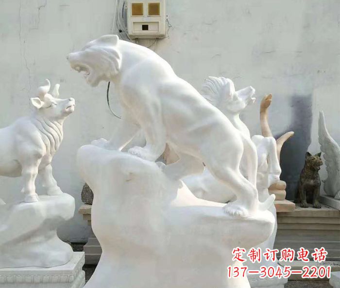 生肖动物汉白玉老虎石雕