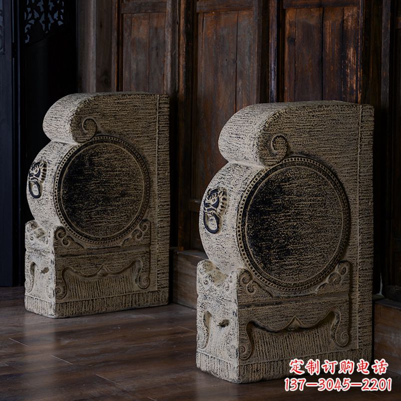 狮子石雕门墩-农村庭院大门雕塑摆件