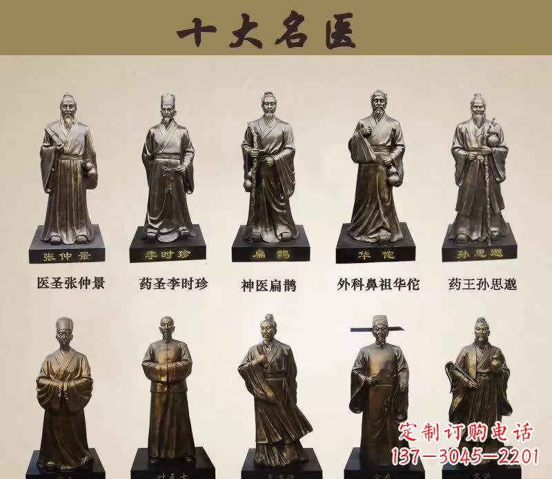 十大名医人物铜雕塑