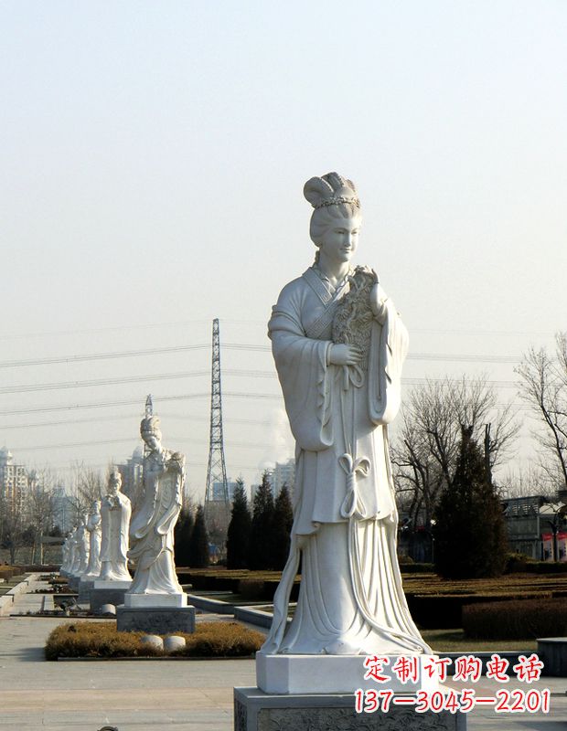 十二花神汉白玉古代美女石雕像
