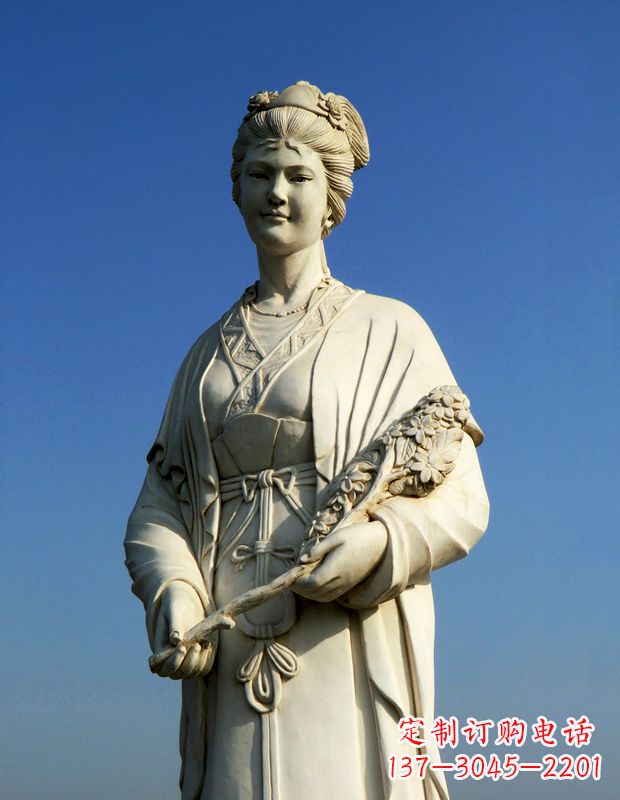 十二花神之八月桂花徐禹汉白玉古代美女雕像 十二花神之八月桂花徐禹汉白玉古代美女雕像