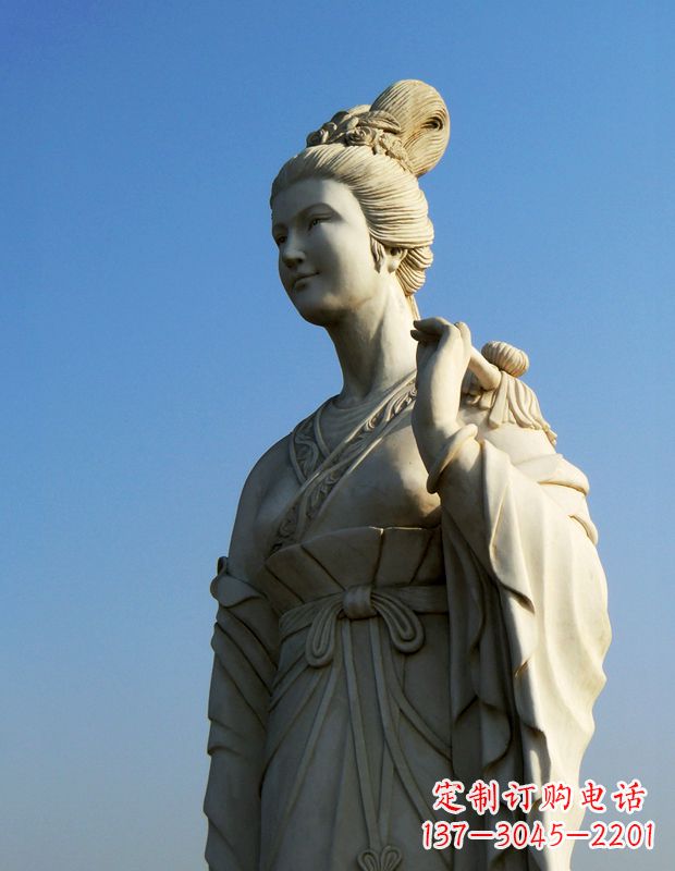 十二花神之九月菊花庞苏汉白玉古代美女雕像