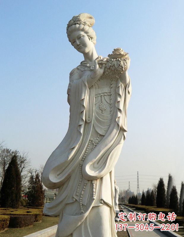 十二花神之四月牡丹杨玉环汉白玉古代美女雕像