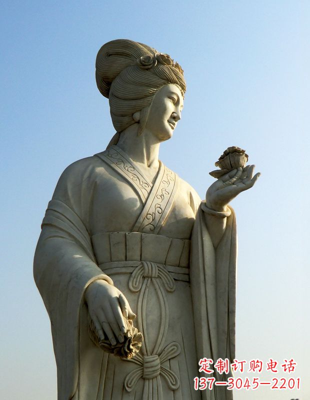 十二花神之十月芙蓉花花蕊夫人汉白玉古代美女雕像