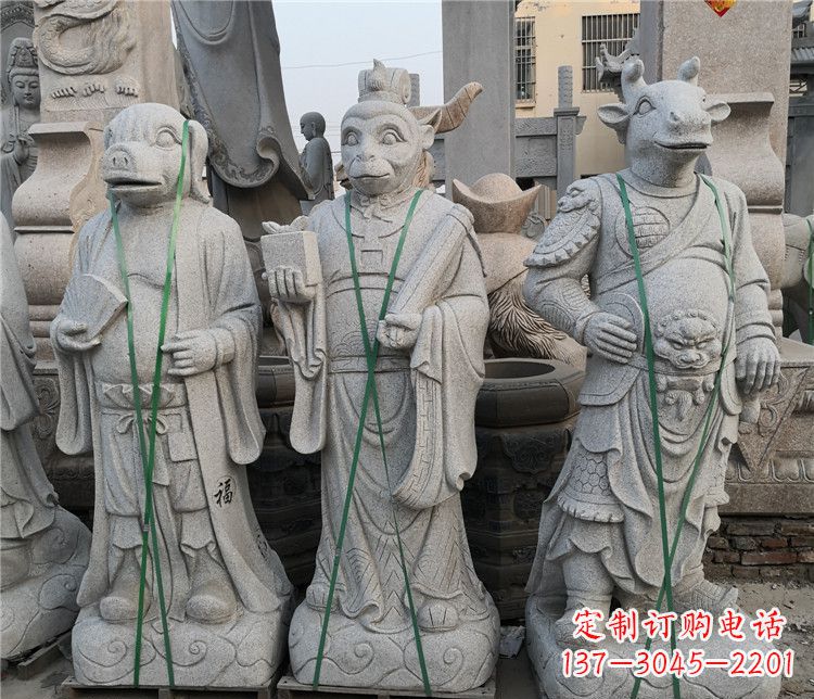 十二生肖兽身动物石雕