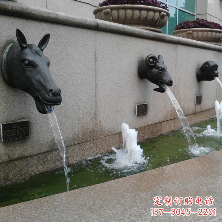十二生肖兽首流水水景铜雕