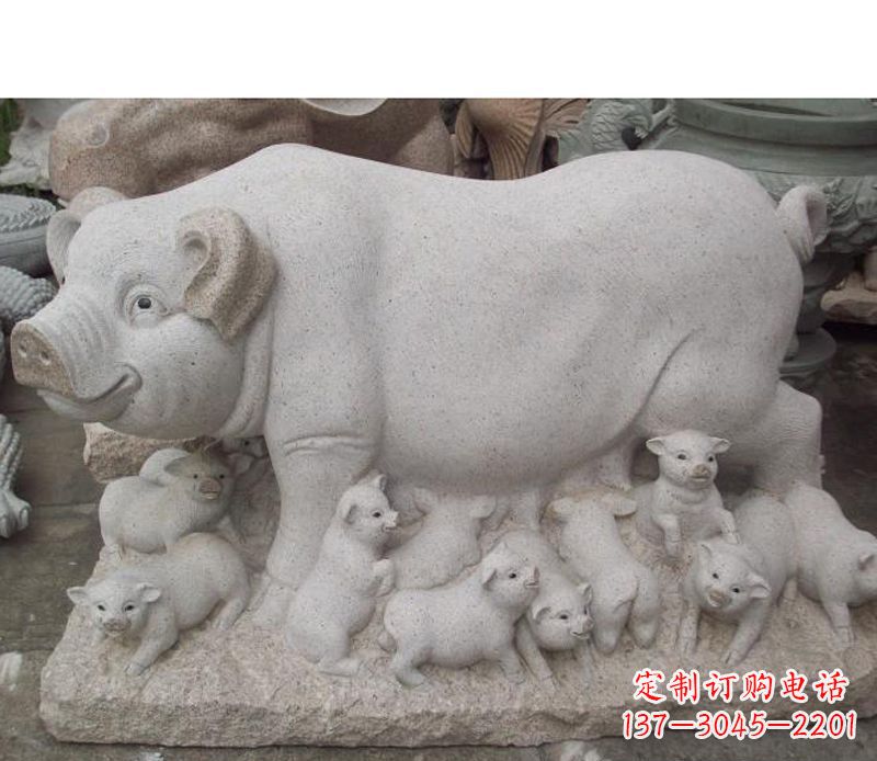 十二生肖猪石雕