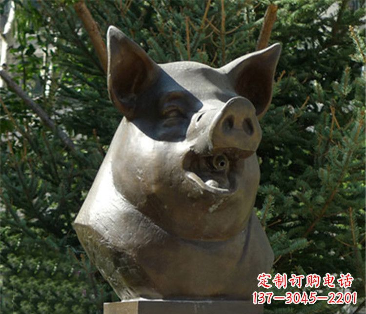 十二生肖猪首铜雕