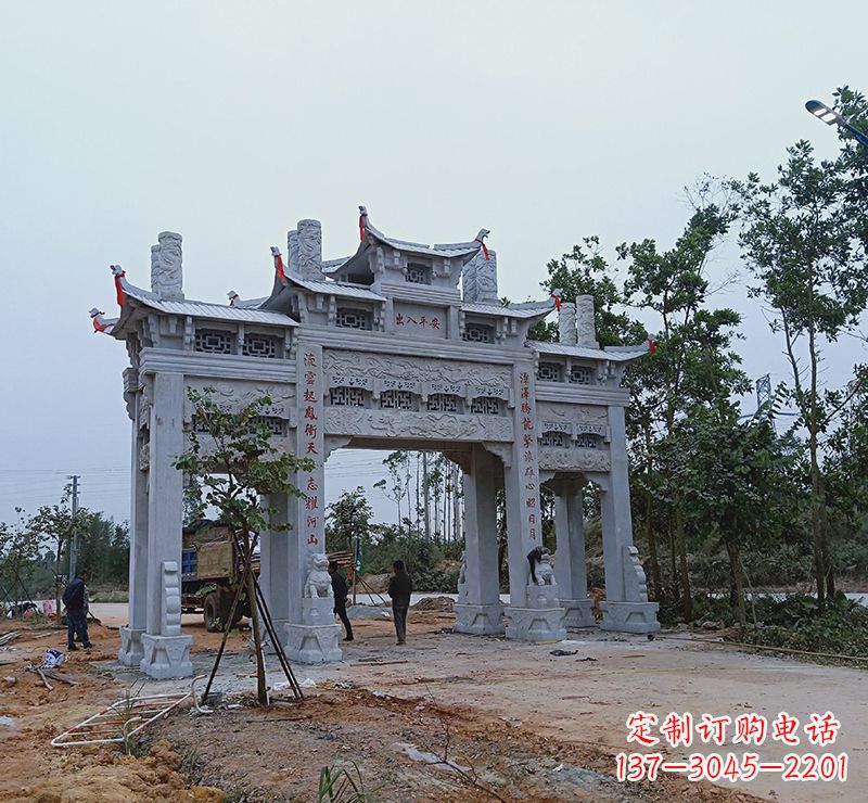 石材浮雕墙 仿古牌坊