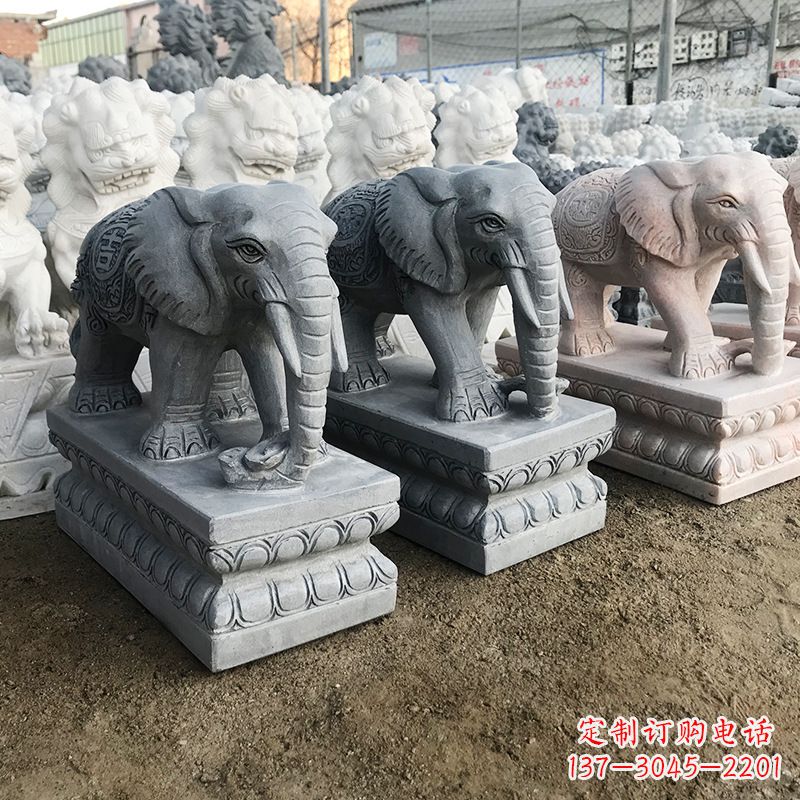 石雕 大象喷水