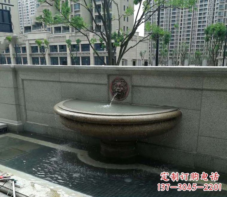 石雕半壁喷泉半壁水钵