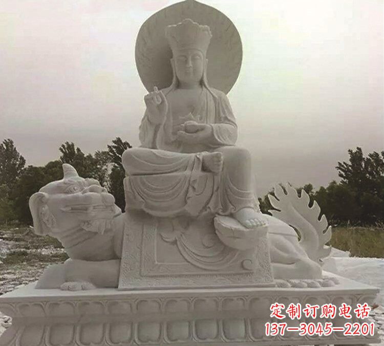 石雕乘谛听的地藏菩萨