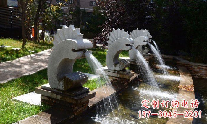 石雕抽象喷水海马