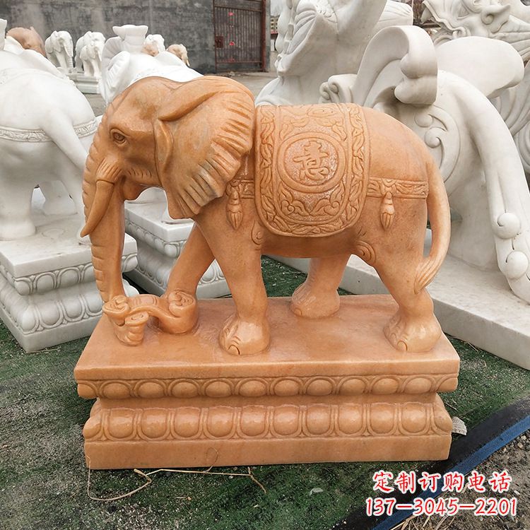 石雕大象 立柱