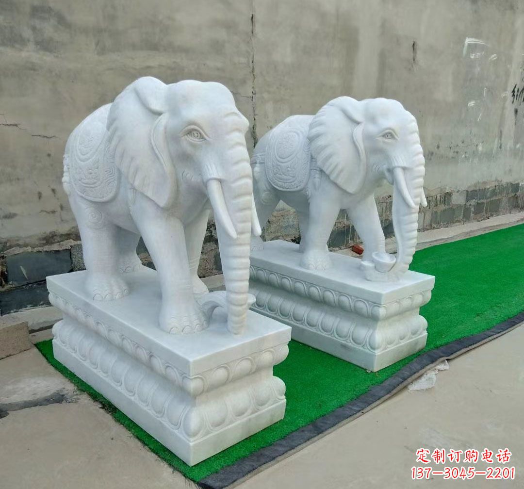 石雕大象汉白玉