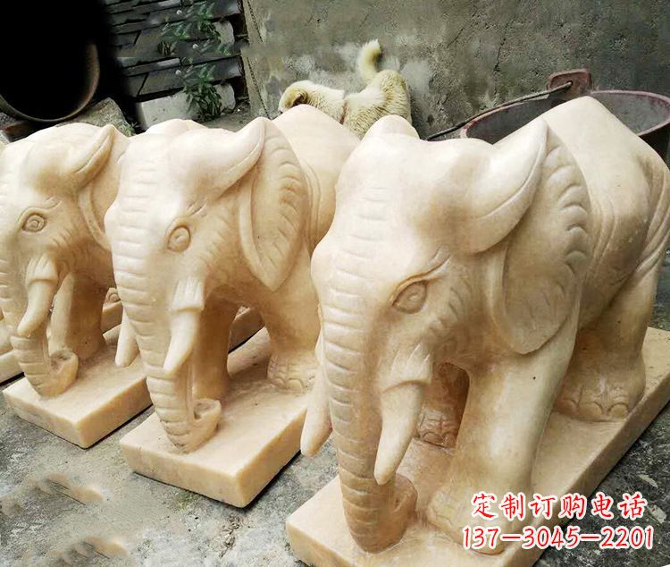 石雕大象喷水