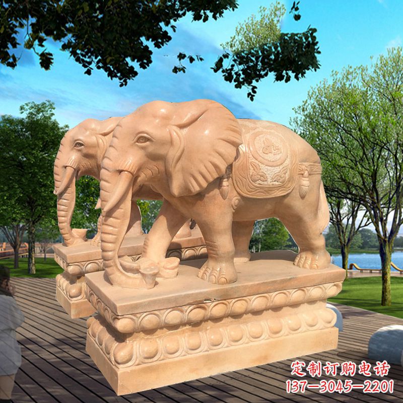 石雕大象塑像