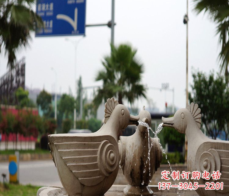 石雕动物喷泉雕塑
