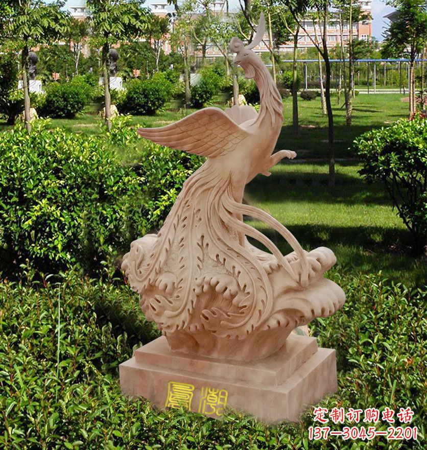 石雕凤凰吉祥鸟 公园祥瑞神兽雕塑
