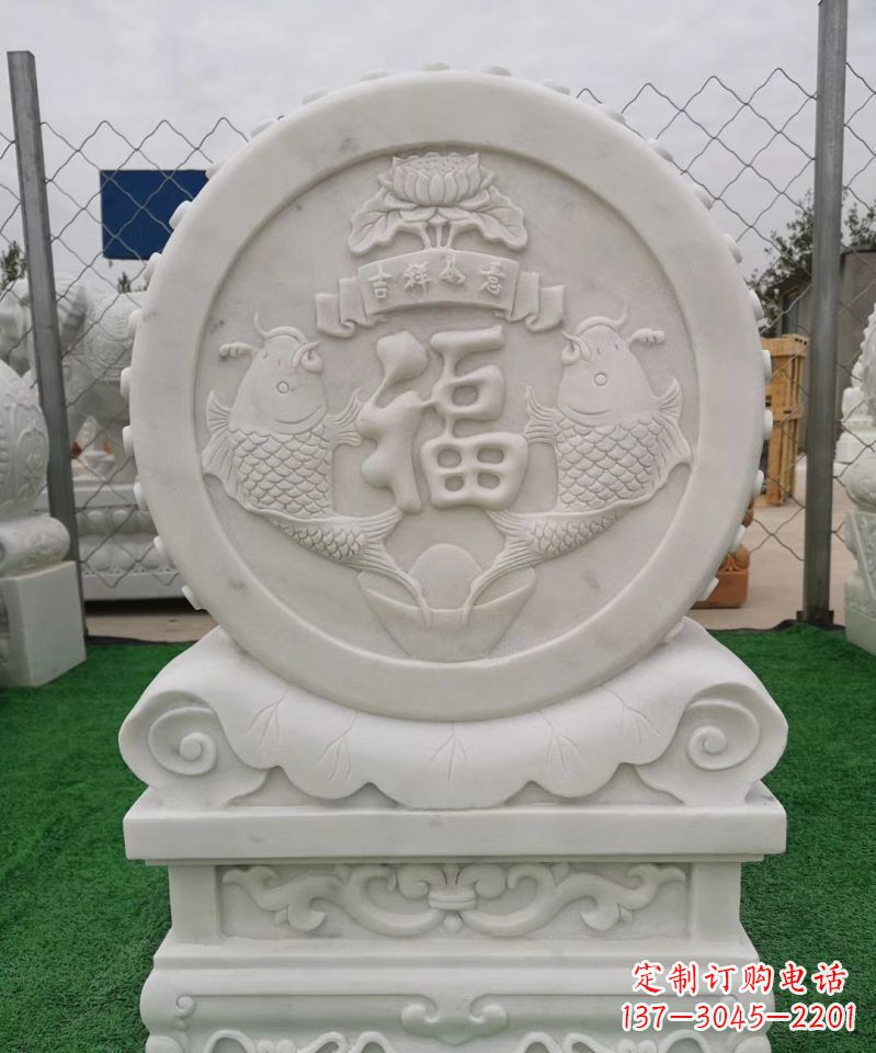 石雕福字抱鼓石门墩