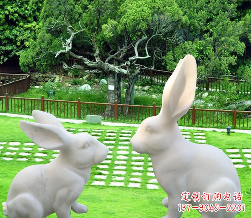 石雕公园动物兔子摆件