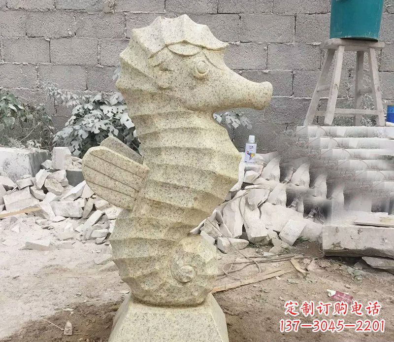 石雕公园动物海马摆件