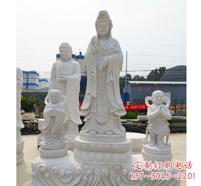 石雕观音菩萨善财童子
