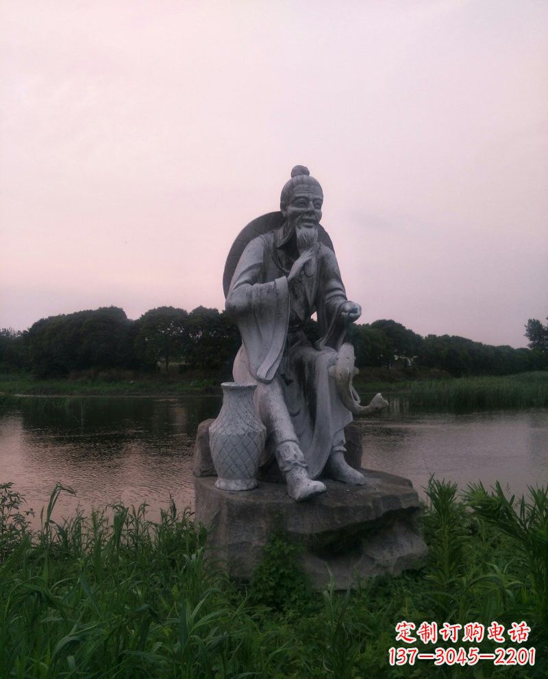 石雕姜太公钓鱼古代人物雕塑