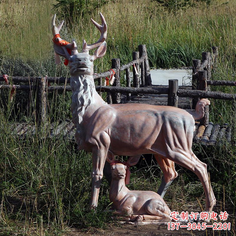 石雕鹿公园摆件