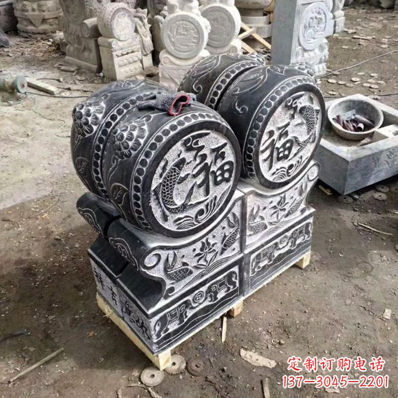 石雕门墩貔貅抱鼓