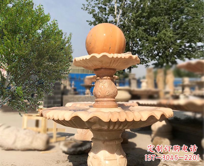 石雕喷泉黄锈石