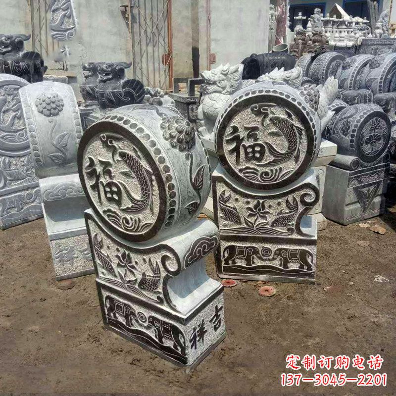 石雕貔貅抱鼓门墩