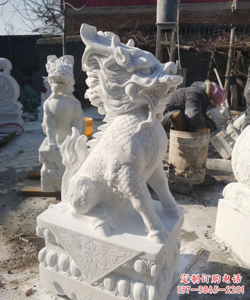 石雕麒麟神兽招财动物雕塑