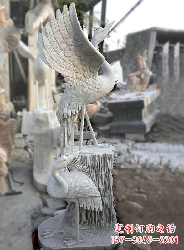 石雕仙鹤景观摆件
